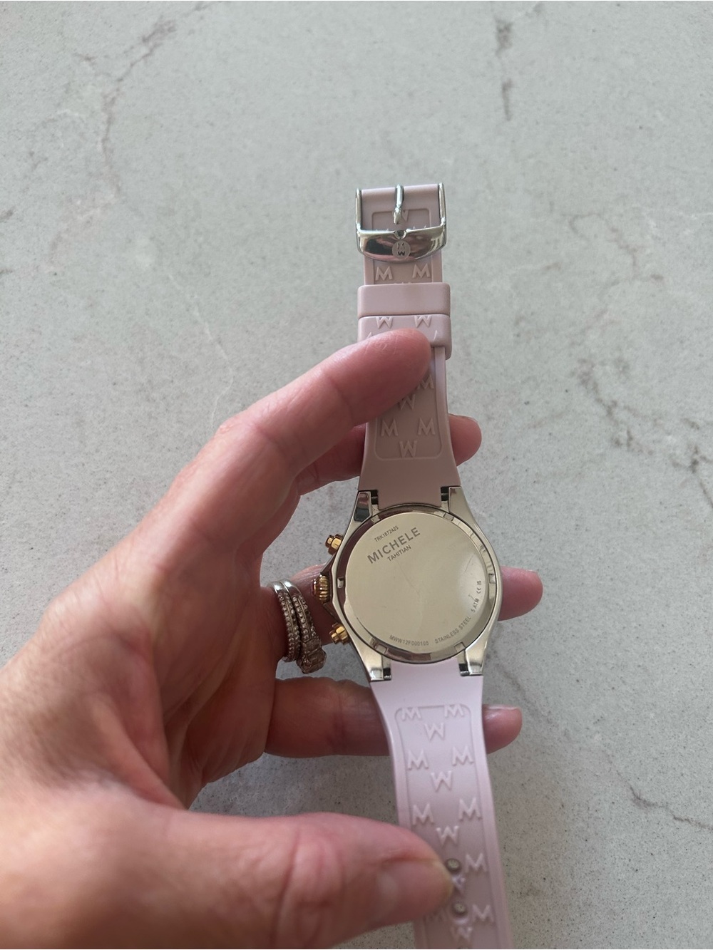 Michele Tahitian Pink and Gold Women's Chronograph Watch - Picture 5 of 8